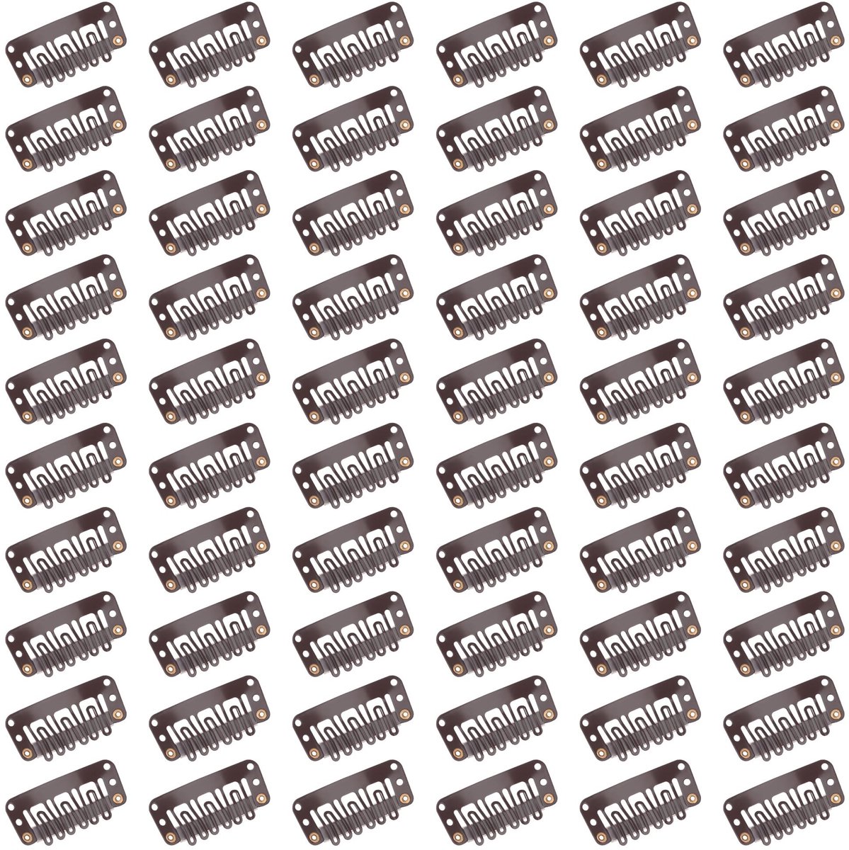 Dailygoods- Pruikclips U-vorm - 60 Stuks - Donkerbruin - Staal/Rubber - Onzichtbaar - Eenvoudig aan te brengen - Haarextensies
