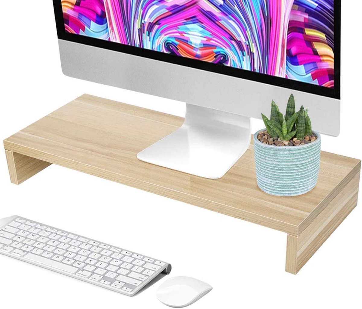 Dailygoods- Monitorstandaard Houten - Monitorverhoger - Laptopstandaard - Ruimtebesparende Organizer - Comfortabele Kijkhoek - Duurzaam Materiaal 50 x 20 x 7,7 cm