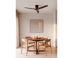 CREATE - Plafondventilator silent 100% hout 40W (Ø132cm) - Geen licht - Controller voor wandmontage + Afstandsbediening - 6 snelheden - Programmeerbaar - WIND CALM NATURAL WOOD
