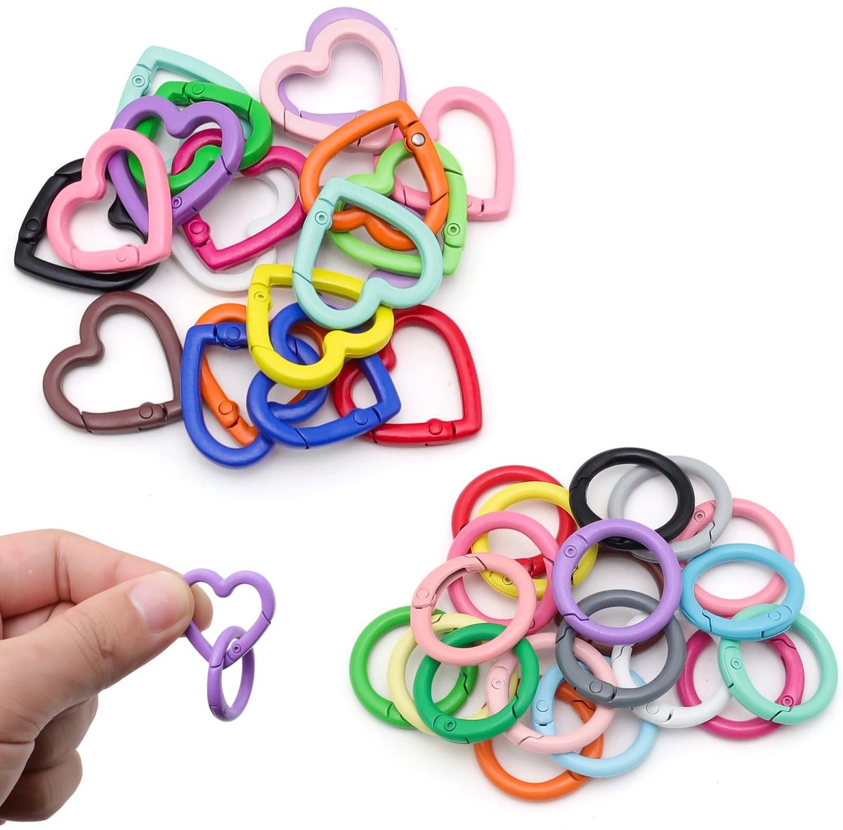 Dailygoods- Sleutelringen 40 Stuks - Mini-Karabijnhaken - Kleurrijk - Robuust - Lichtgewicht - Voor Sleutelhangers/Accessoires - Sleutelhanger