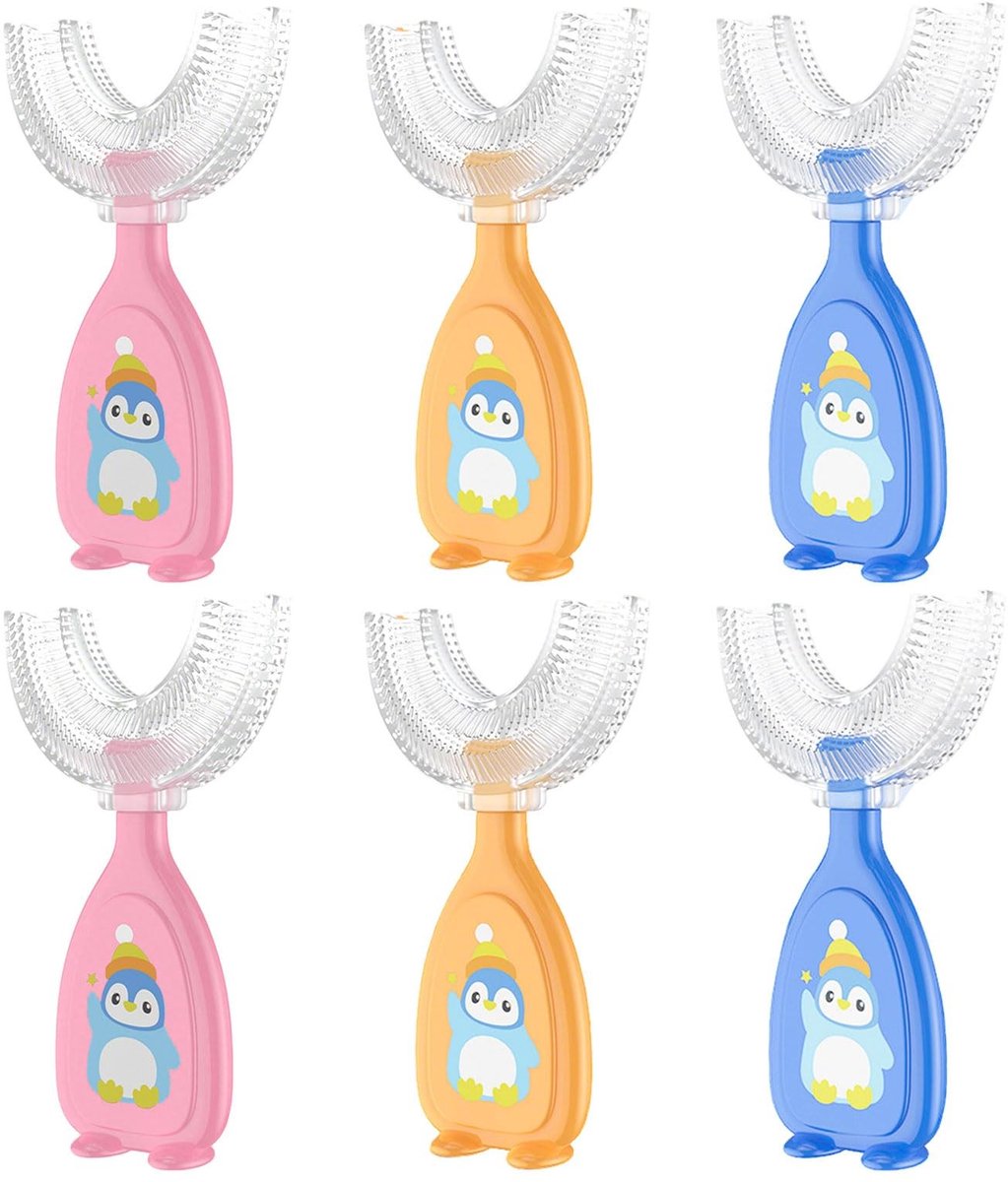 Dailygoods- Tandenborstel U-vormig - 6 Stuks - Siliconen Borstelharen - Handmatige Tandenborstelkop - Voor Kinderen 2-6 Jaar - Mondreiniging - Kindertandenborstel