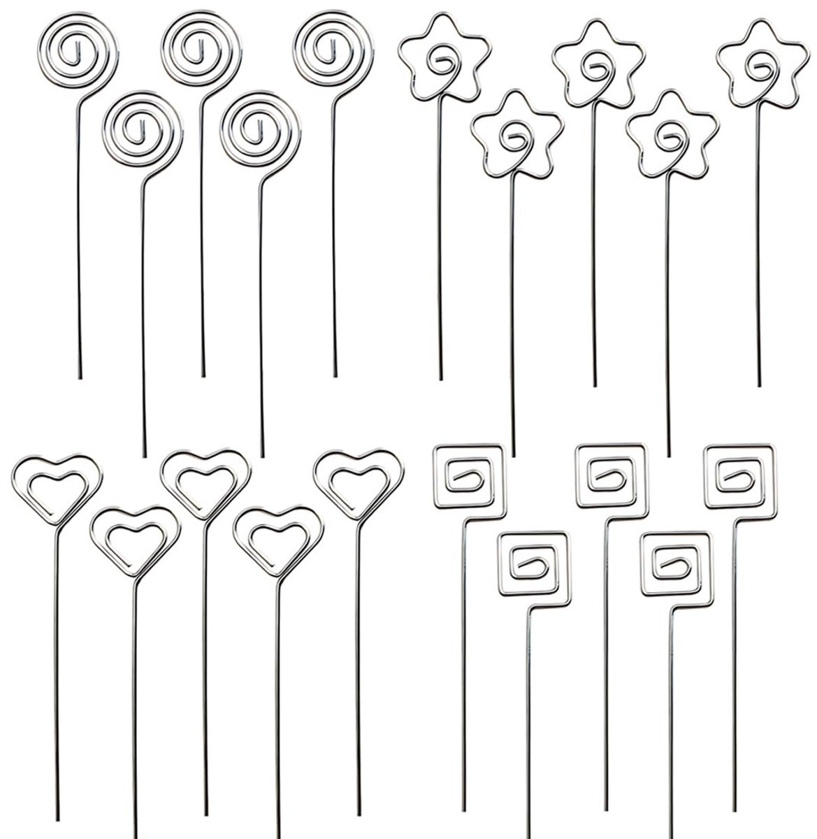 Dailygoods- Memo-Clips 20 Stuks - Metalen Fotolijst - Hartvorm/Star/Bloem/Rond - Handwerk DIY - Bruiloft/Verjaardag Decoratie - Robuust en Duurzaam - Foto-houder