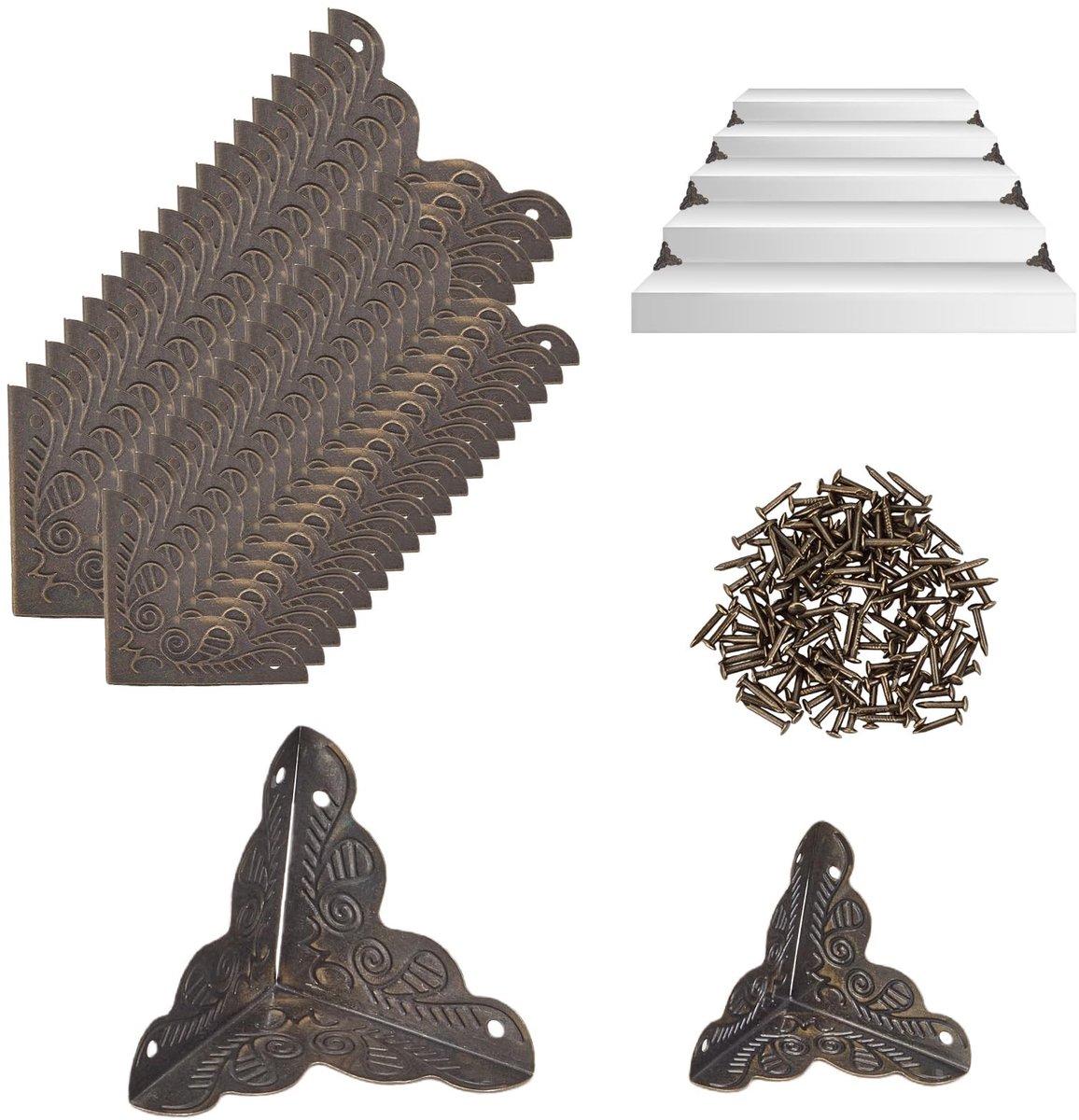 Dailygoods- Hoekafdekking Stofdicht - Binnenhoeken 25/35 mm - Vintage Tafelhoekbescherming - Zinklegering - 36 Stuks - Antiek Brons - Hoekbescherming