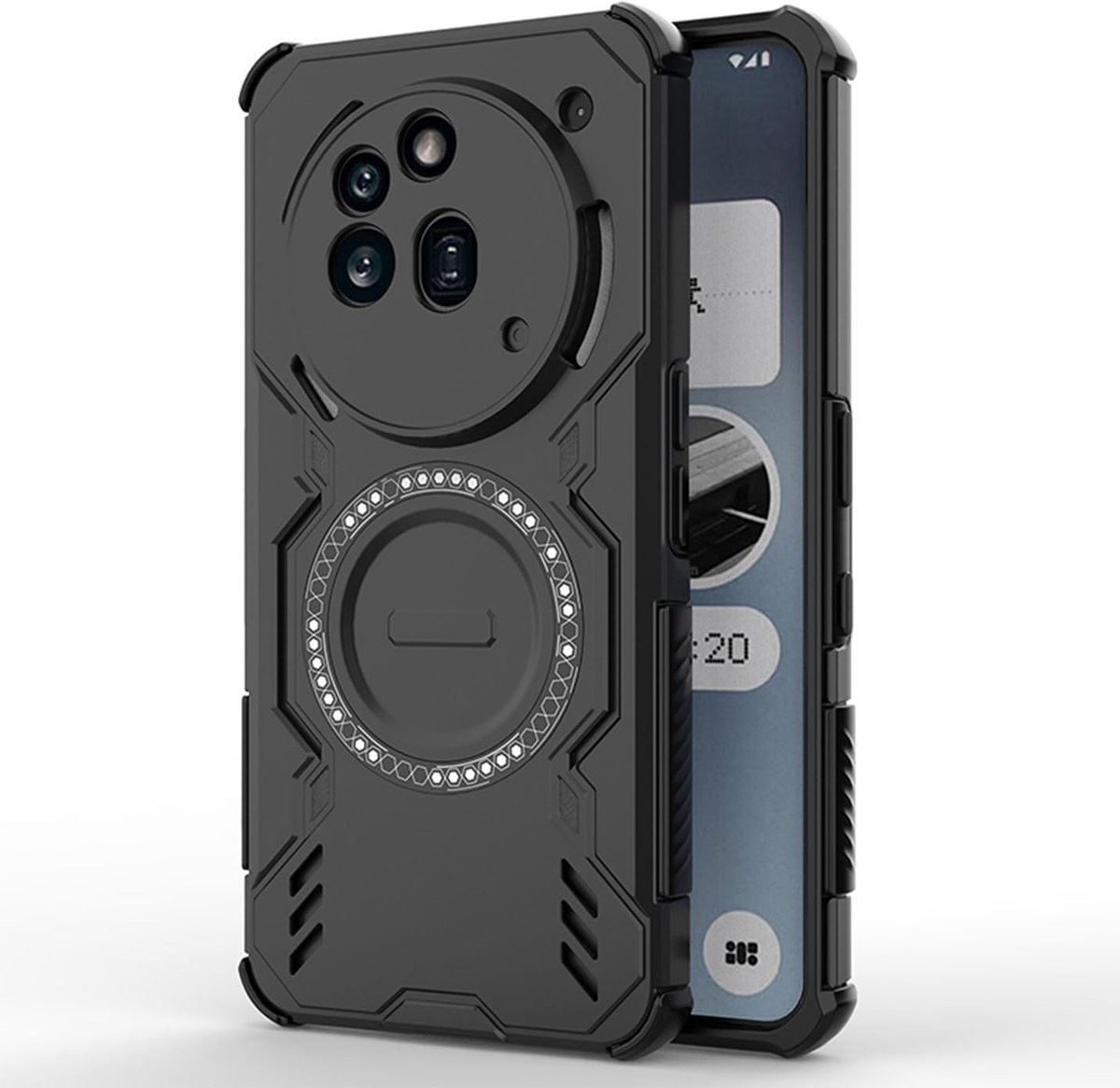 Dailygoods- Beschermhoes Schokbestendig - Magnetisch - TPU/Siliconen - Harde PC - Militaire Valbeveiliging - Warmteafvoer - Exclusief voor Nothing Phone (3a) Pro - Telefoonhoes