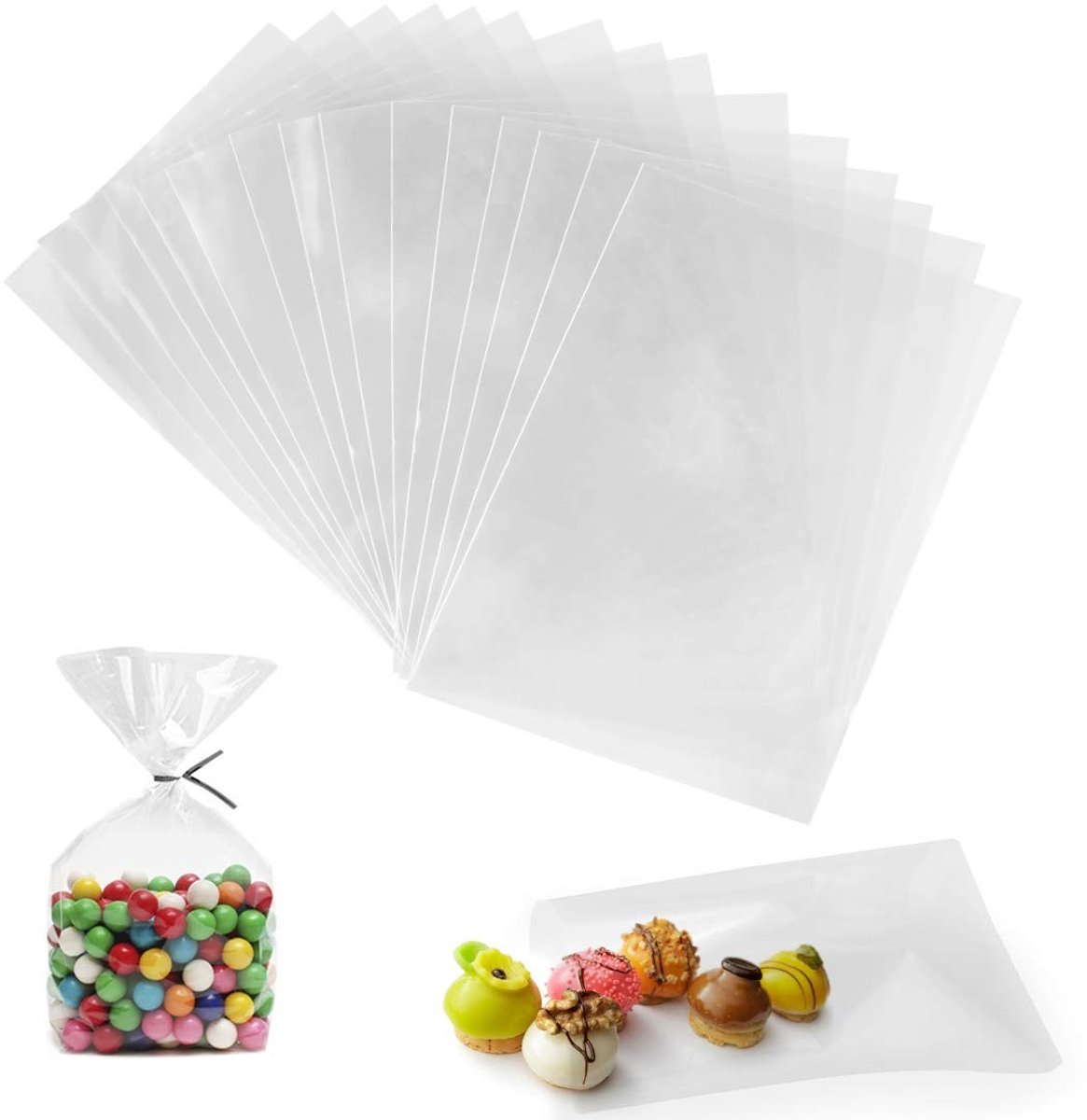 Dailygoods- Cellofaanzakjes 15x20 cm - 200 Stuks - Doorzichtig - Snoepcadeauzakjes - Verpakking voor Snacks - Geschikt voor Diverse Gelegenheden - Verpakkingszakjes