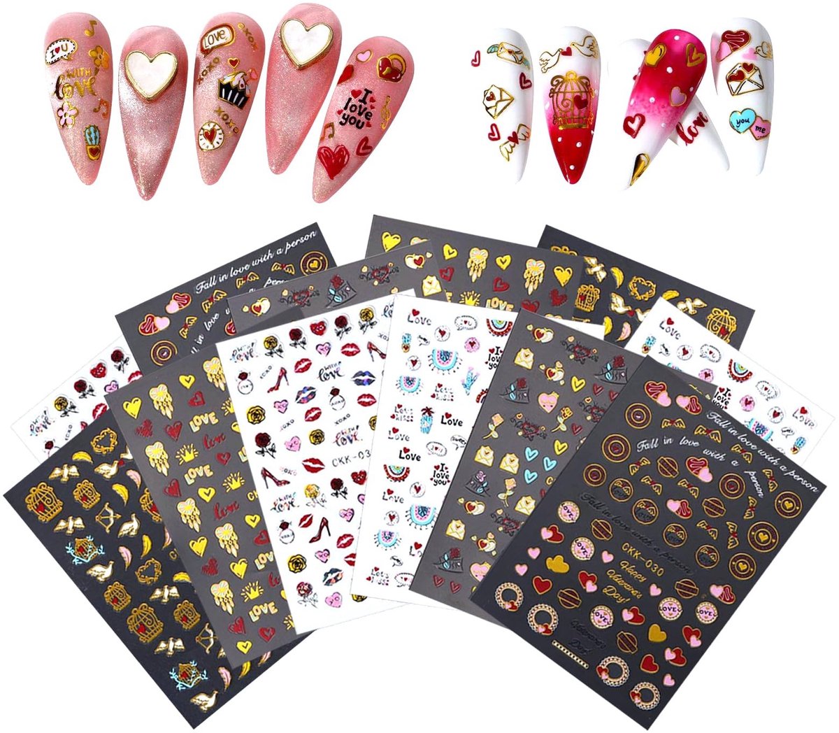 Dailygoods- Nagelstickers 18 vellen - Zelfklevende 3D-nagelstickers - Kerstmis Nagelstickers - Gouden Laser Nail Art - Decoratie Nageldesign Accessoires - Nail Art Stickers
