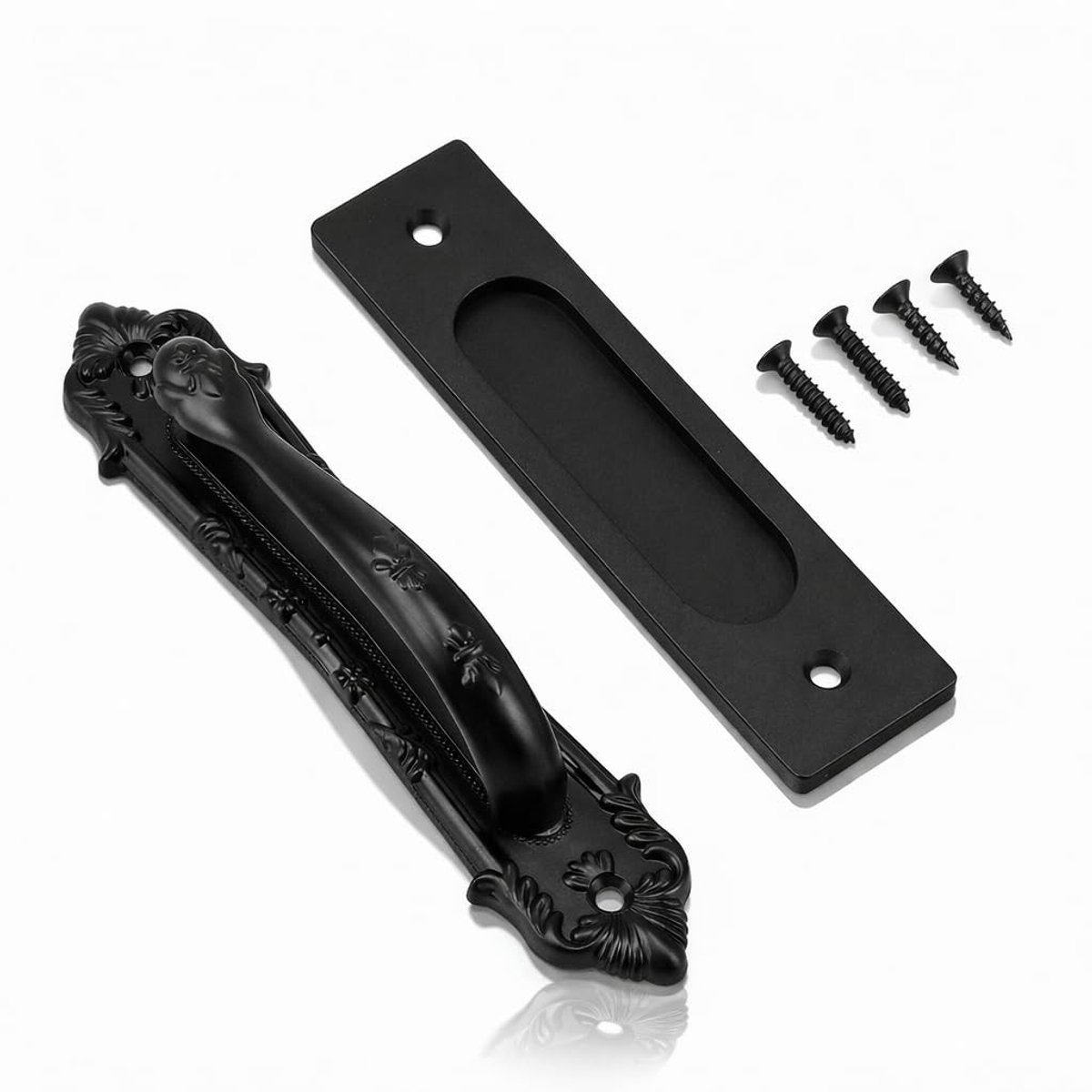 Dailygoods- Schuifdeurgreep Zwart - Dubbelzijdige Handgrepen - Eenvoudige Installatie - Aluminiumlegering - Geschikt voor Houten Deuren - Gewicht 130 g - Deurgreep