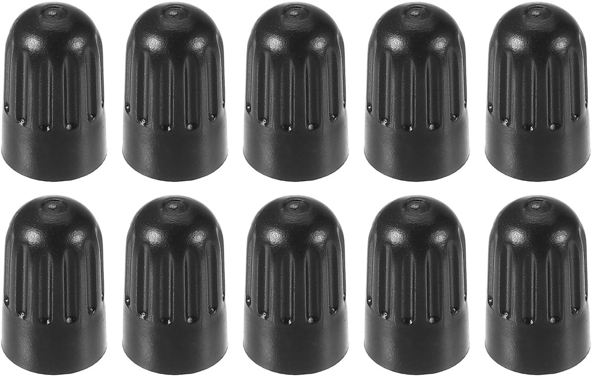 Dailygoods- Ventieldopjes Universele Pasvorm - 10 Stuks - Zwart - Plastic - 17mm - Schokbestendig - Rubber Afdichting - Banddopjes