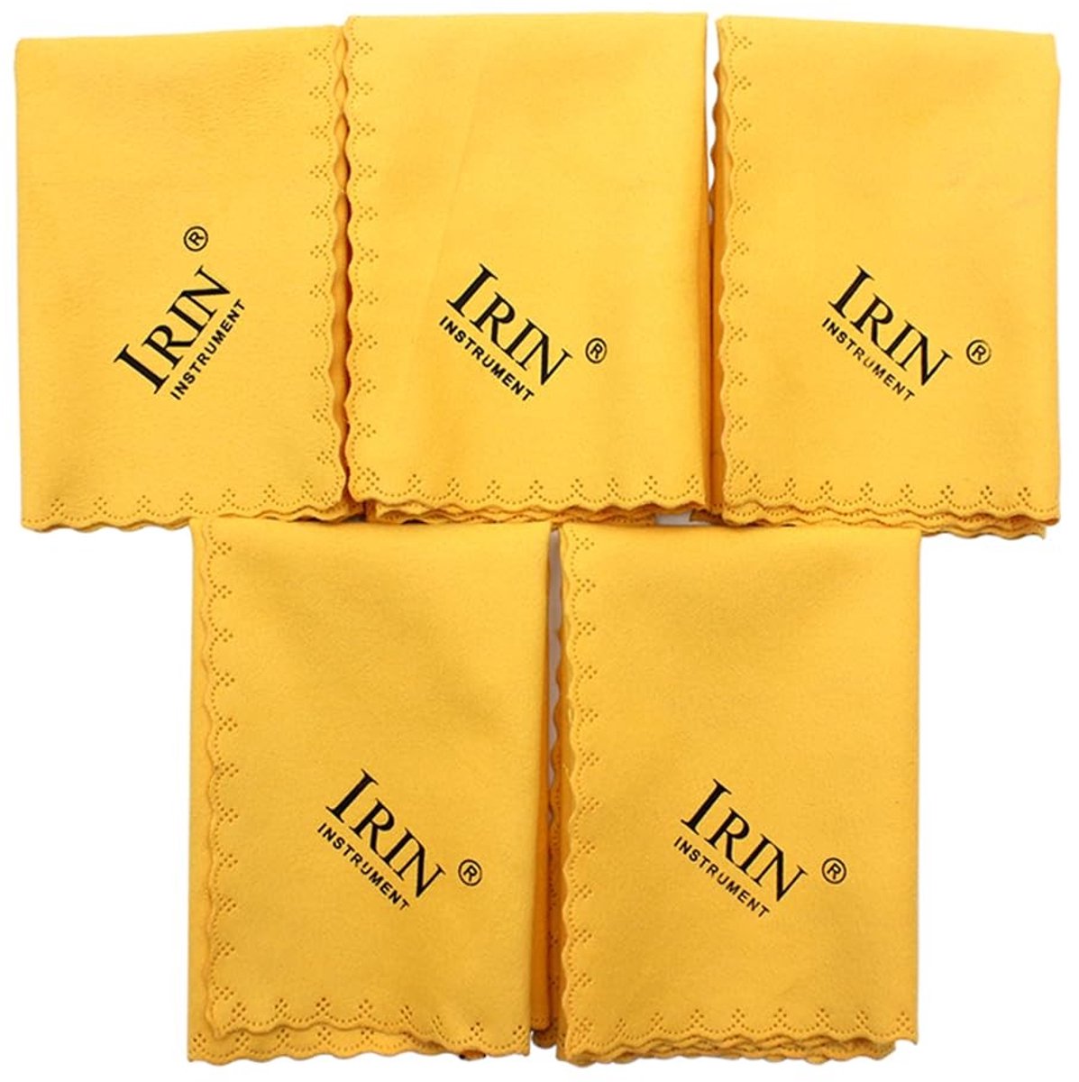 Dailygoods- Microvezel Polijstdoek 5 Stuks - Reinigen van Muziekinstrumenten - 25 x 25 cm - Geel - Superzacht - Schokbestendig - Reinigingsdoek