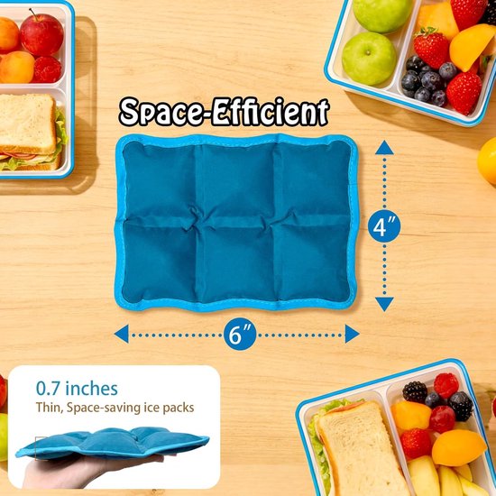 Herbruikbaar Koelelementen Flexibel - Koelmat voor Lunchbox en Koelbox / Koeltas - Platte, Kleine en Mini Vrieselementen voor Reis, Picknick en Kamperen - Compacte Gel Koelelementen - 4 Stuks - Blauw - SOLLBRY® — afbeelding 3