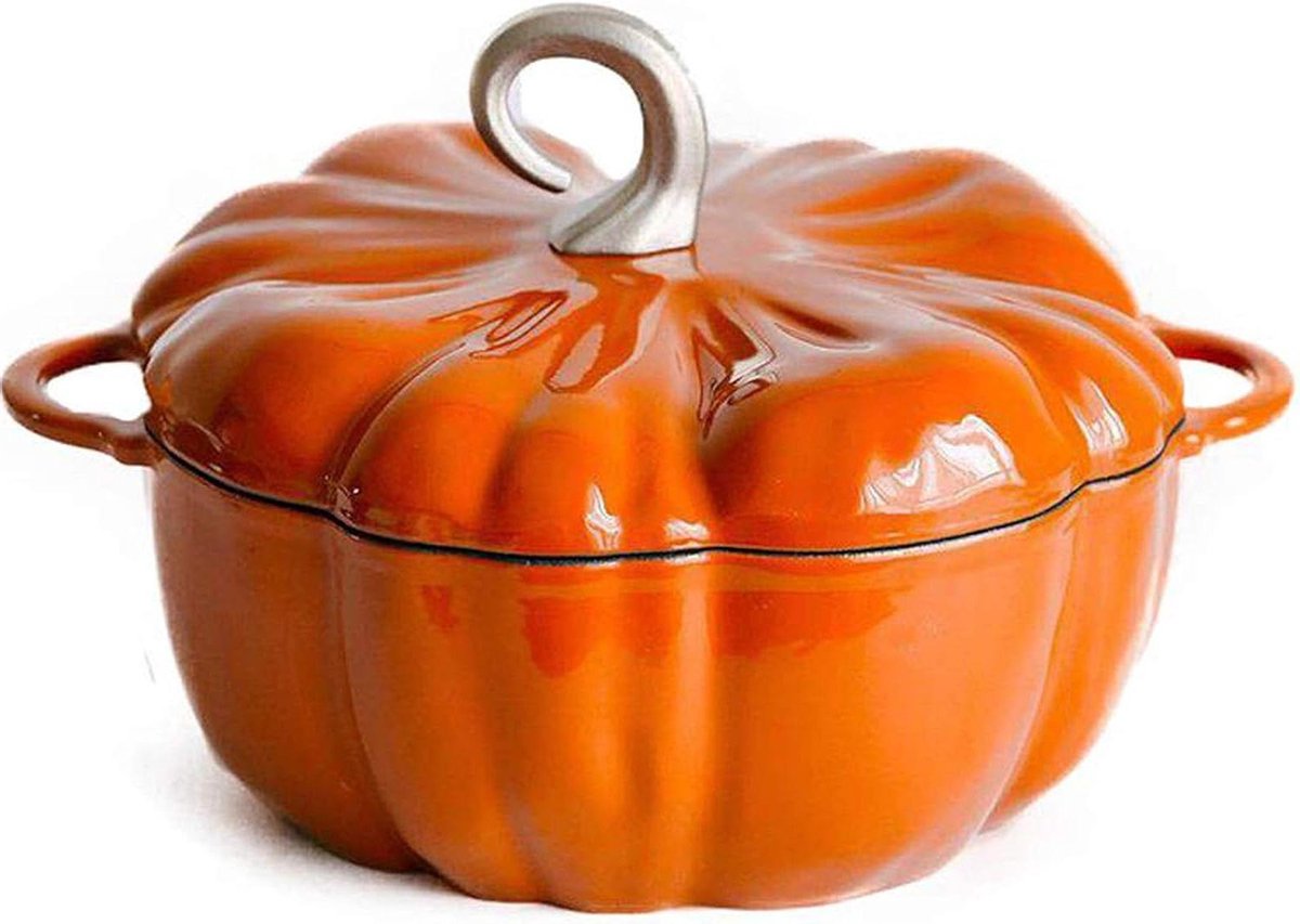 Gietijzeren Braadpan Emaille Soeppot Langzaam Koken Gelijkmatige Warmteverdeling 24 cm Oranje