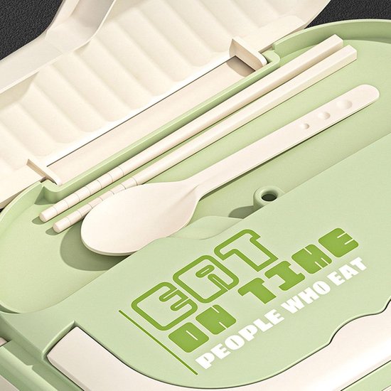Stalen lunchbox - Voedselcontainer - Maaltijden meenemen - Lekvrij en warmhoudend - 224L x 14B x 93H cm - Groen — afbeelding 2