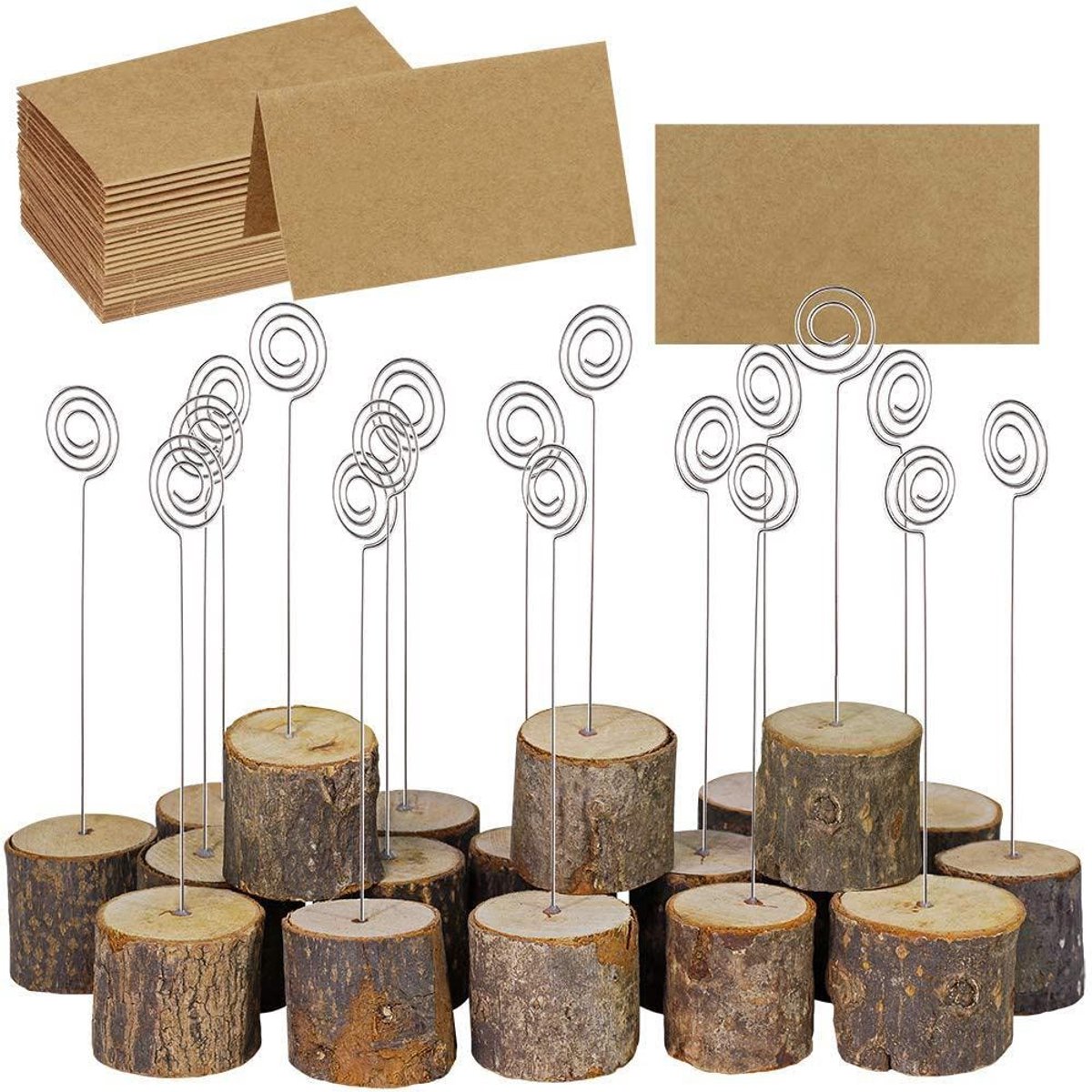 Dailygoods- Memo-Clip 20 Stuks - Houten Tafelkaarthouder - Cijfer/Fotohouder - Decoratie voor Bruiloften - Natuurlijk Hout - Uniek Uiterlijk