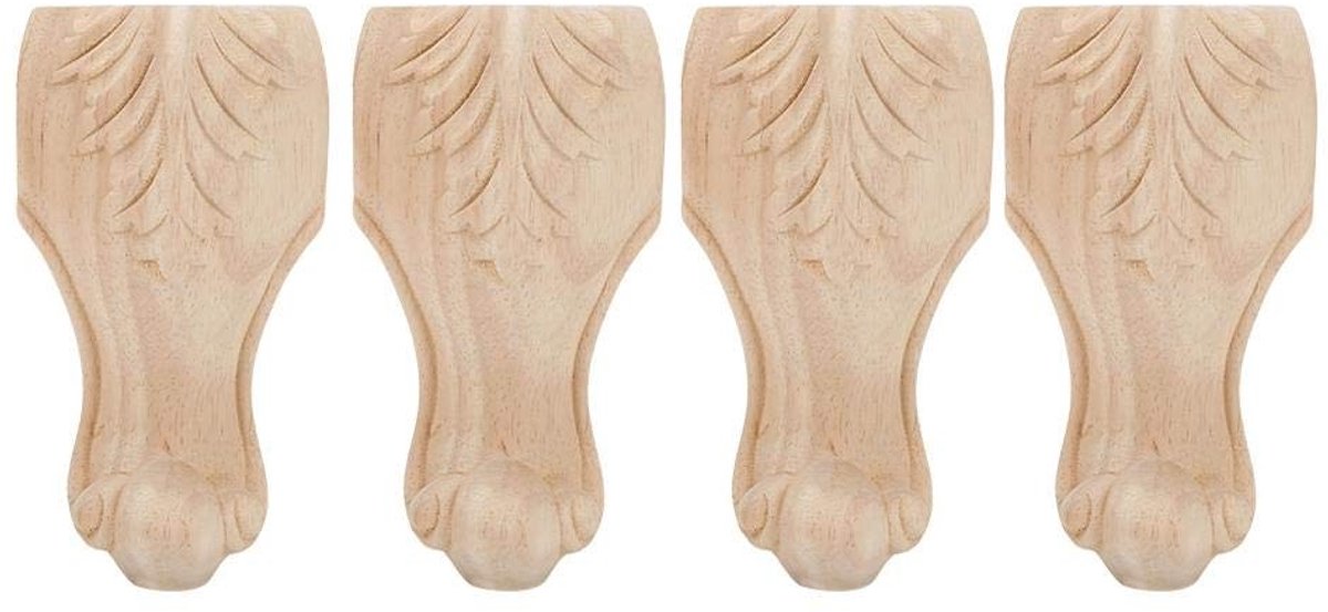 Dailygoods- Meubelpoten Massief Hout - Set van 4 - Handgesneden - 15x6 cm - Voor Sofa/Bank/Stoel/Tafel - Onafgewerkt - Meubelbenen