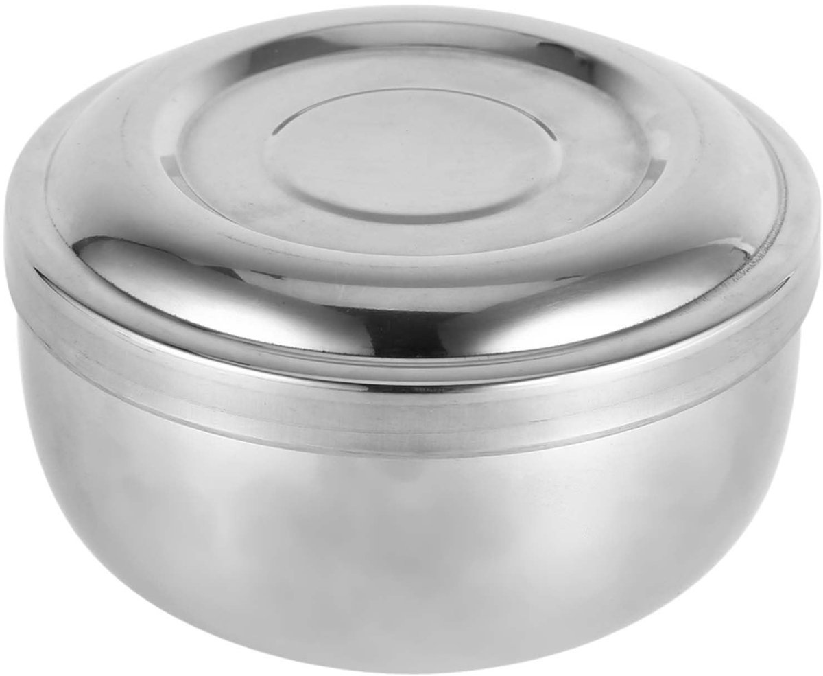 Dailygoods- Scheerkom Antislip - Zilver - Deksel - Duurzaam - Gezichtsreiniging - Hoogte 5,5 cm / Diameter 11 cm - Scheermok