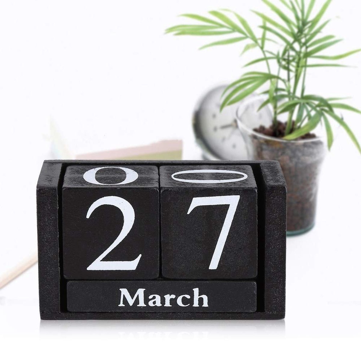 Dailygoods- Kalender Houten Bureaubladkalender - Vintage Design - 9,4x5,2x4,1 cm - Decoratie - Thuis/Kantoor - 100% Nieuw