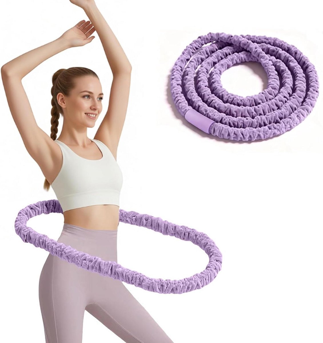 Verzwaarde Fitnesshoepel - Oefenring Taille - Taille Trainen - Stille Rotatie - 15 kg - Paars