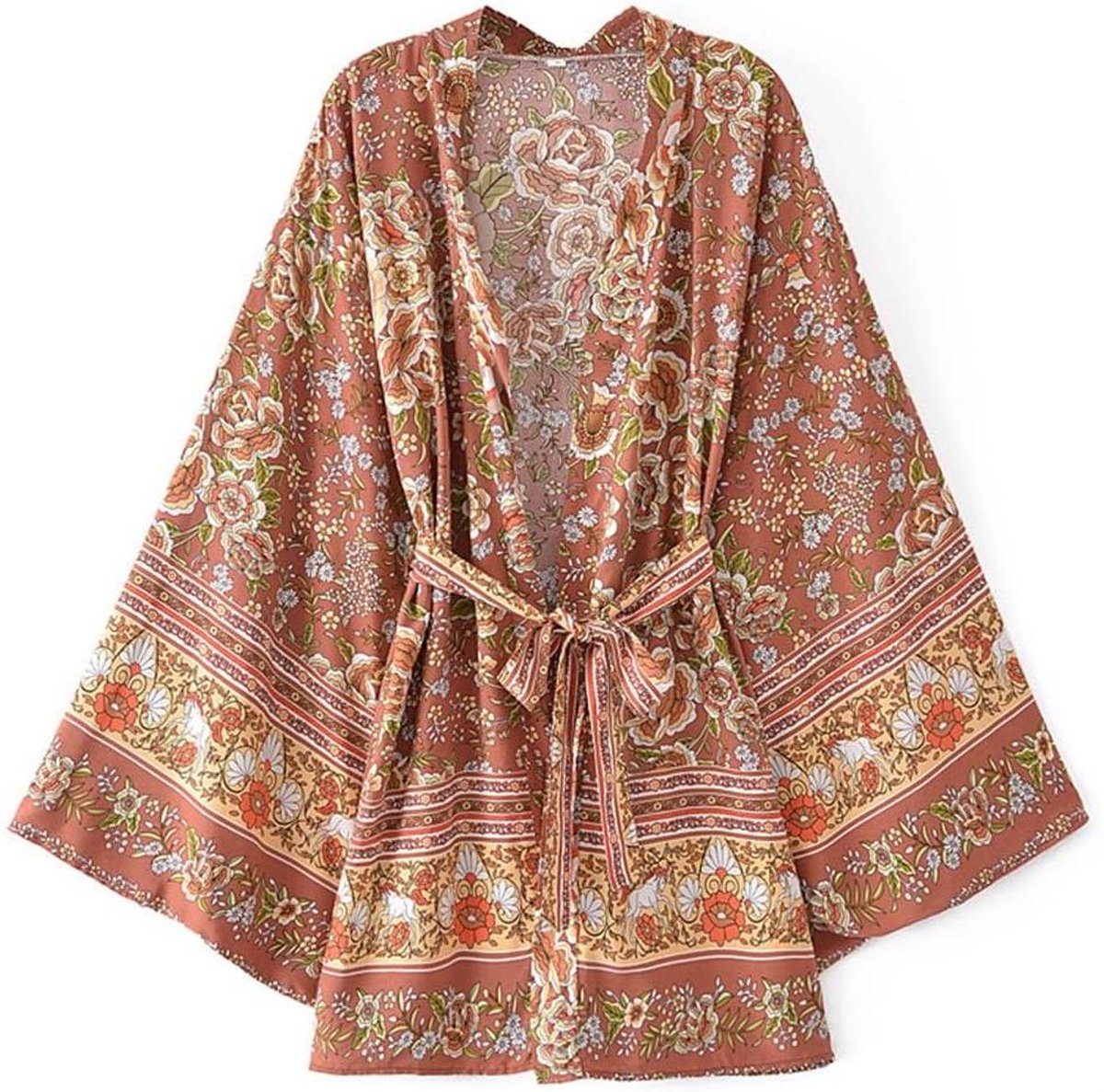 Bloemenprint Kimono - Strandjas Dames - Zomerse Look - Bohemian Stijl - 3/4 Mouwen - Multicolor