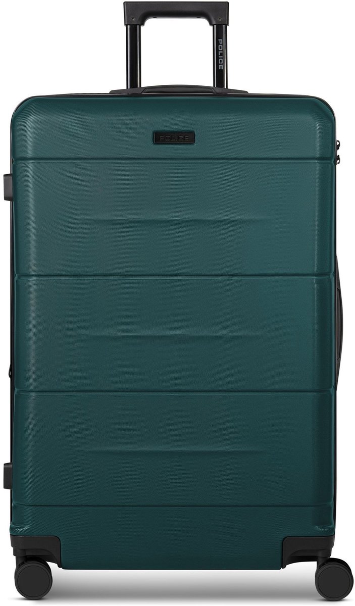 Police London 4 wielen Trolley 74 cm met uitbreidingsplooi - Harde bagage - Combinatieslot - petrol