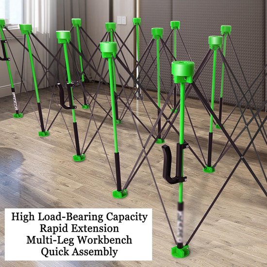 Opvouwbare Zaagbok - Werkondersteuning Werkbank - Zagen en Bewerken - Meerpunts Steun - 212.5x109.2x76.2cm - Groen — afbeelding 2