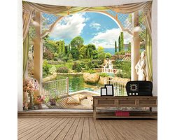 Beydodo Wanddoek, Scandinavisch wandtapijt, 150 x 130, wandbehang, tuinpatroon, wandgordijn, motief, wanddecoratie, slaapkamer, kinderkamer