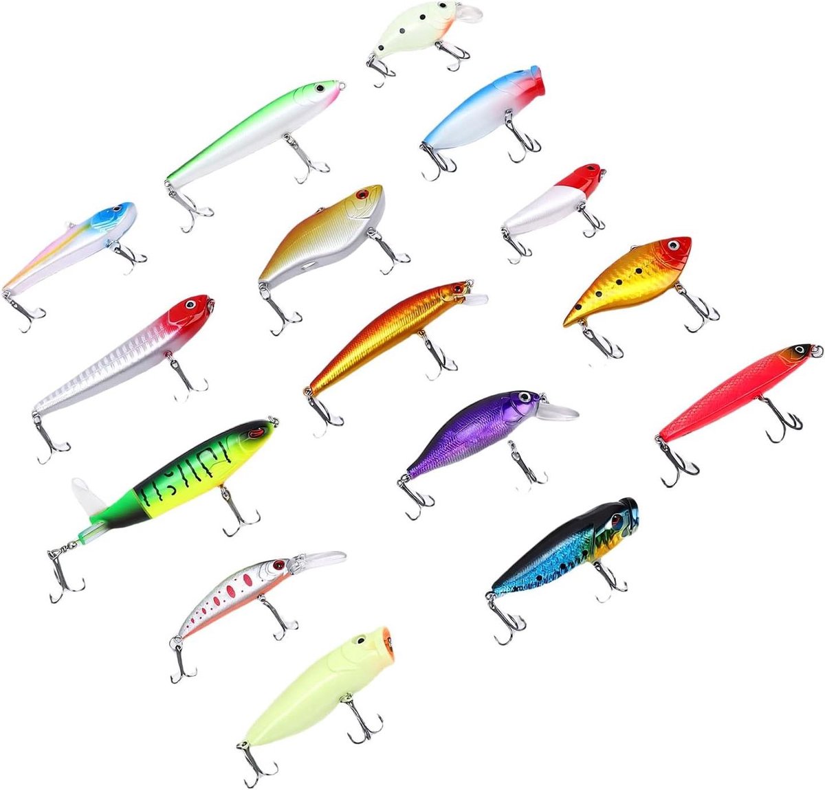 Vis Lokaas Set - Kunstaas Assortiment - Zoetwater Zoutwater - Levensechte Beweging - 15 Stuks - Multicolor