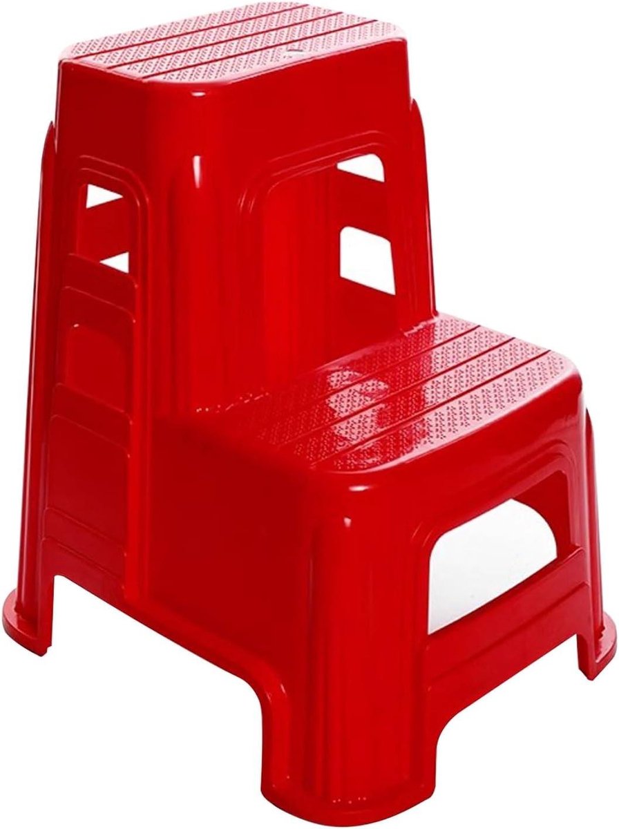Opstapje Kunststof - Treedkrukje - Veilig Reiken - Stabiele Structuur - 48x54x66cm - Rood