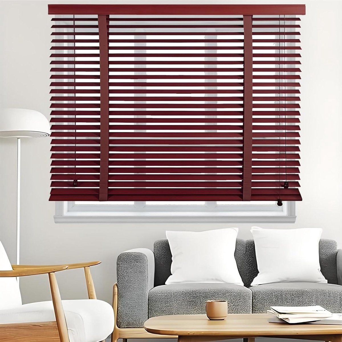 Houten jaloezieën - Houten raambekleding - Ruimte decoreren - Natuurlijk hout - 50mm lamel