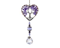 Goodli Suncatcher Kristal Hanger - Zonnevanger Raamdecoratie met Prisma en Amethist-tinten - 33 cm - Paars en Transparant