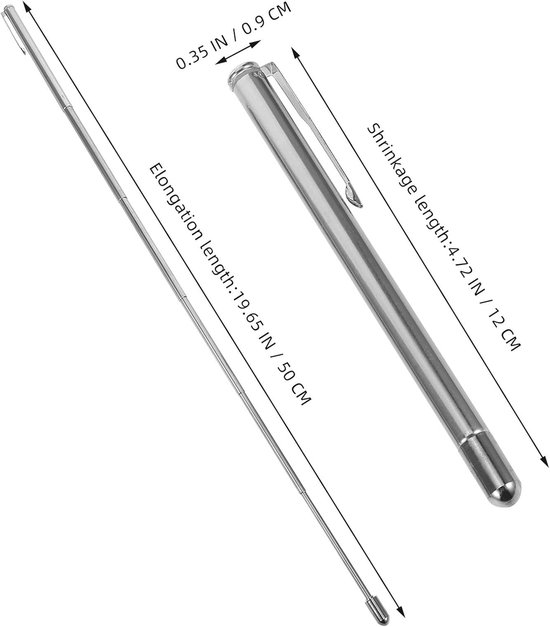 Telescopische Vingeraanwijzer - Aanwijs Vinger Stok - Klas Presentaties - Met Veilige Clip - 50 cm - Zilver — afbeelding 5