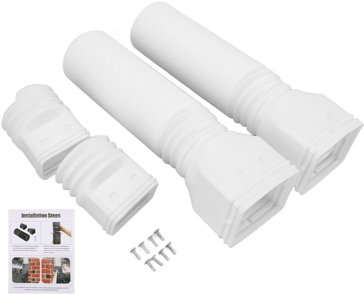 Dailygoods- Afvoer Verlenggoot Uitschuifbaar van 20 Inch Tot 59 Inch - Flexibele Afvoerconnector - Buigzaam - Duurzaam - Houdt Fundering Droog - Regenpijpverlenger