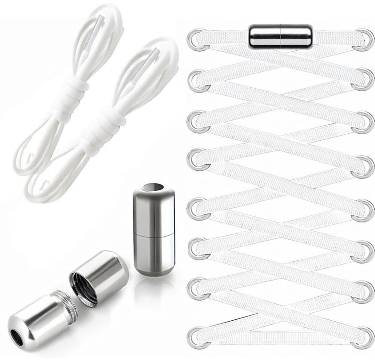 Dailygoods- Schoenveters 100 cm - Elastische Veters - Antislip Systeem - Verstelbaar - Metalen Sluiting - Geschikt voor Volwassenen en Kinderen