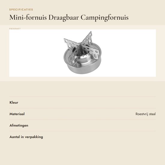 Dailygoods- Campingfornuis Draagbaar Lichtgewicht - Roestvrij Staal - Stabiel - Gekruiste Beugel - Voor Kamperen/Picknicken - Efficiënte Verbranding - Kampeerfornuis van Dailygoods — afbeelding 3