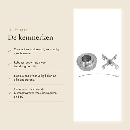 Dailygoods- Campingfornuis Draagbaar Lichtgewicht - Roestvrij Staal - Stabiel - Gekruiste Beugel - Voor Kamperen/Picknicken - Efficiënte Verbranding - Kampeerfornuis van Dailygoods — afbeelding 2