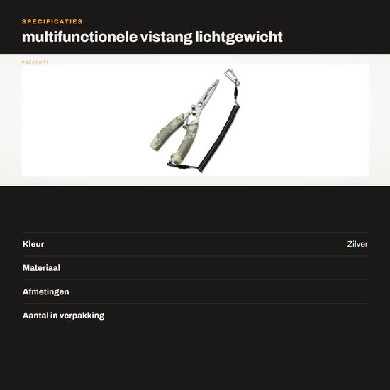 Vistang - Roestvrijstaal - Lichtgewicht - ABS-handvat - Lijnsnijder - Haakverwijderaar - Geschikt voor vissen - Zwart multifunctionele lichtgewicht roestvrijstalen vistang, vistuig met ABS-handvat, lijnsnijder, haakverwijderaar van Merkloos — afbeelding 3