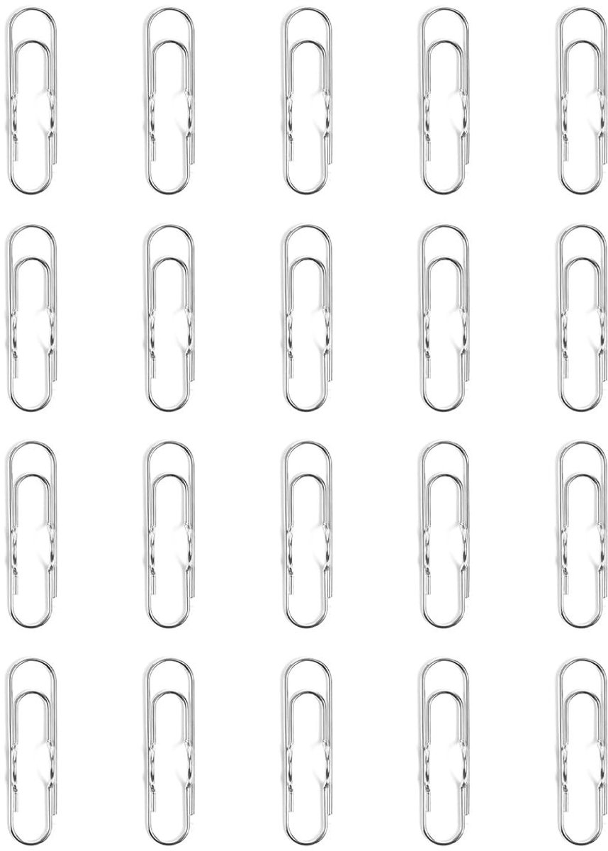 Dailygoods- Penclips Set van 20 - Roestvrijstalen Paperclips - Kantoorbenodigdheden - Documenten Ordenen - Duurzaam - 7x1.8cm - Paperclip
