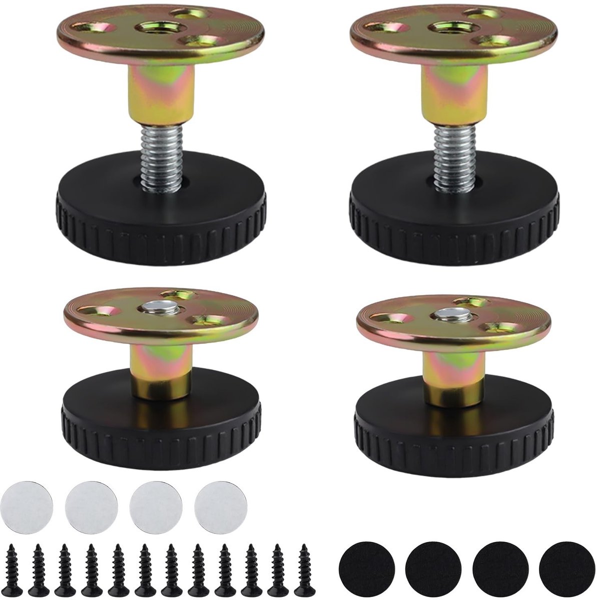 Dailygoods- Meubelpoten Verstelbaar - Set van 4 - Hoogte Verstelbaar - Antislip - Montageaccessoires - Zwart/Zilver - Voorkomt Krassen