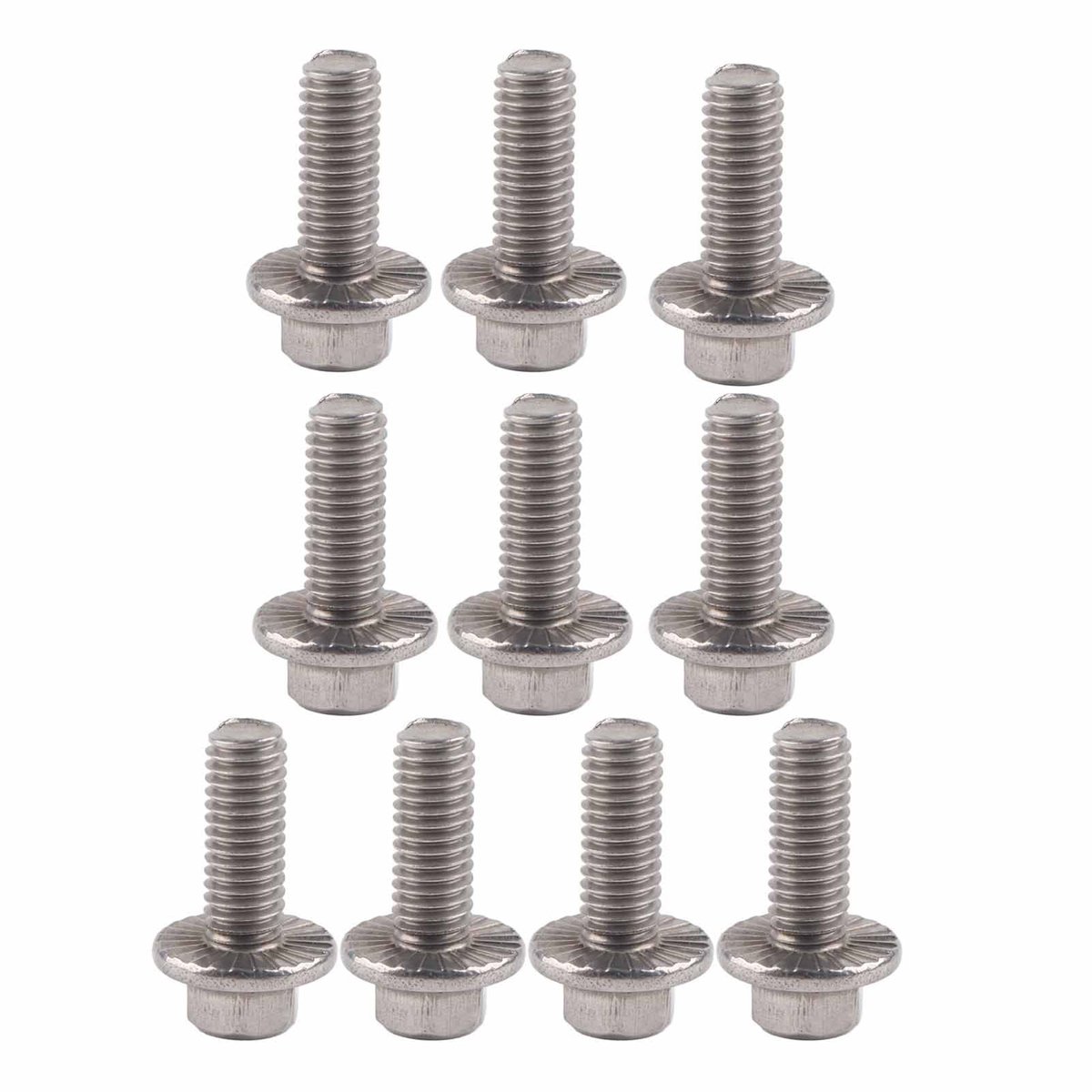 Dailygoods- Flensschroef M6 - 10 Stuks - Roestvrij Staal 304 - Zeskantkop - Schroeven - Corrosiebestendig - Voor industriële toepassingen - Schroef