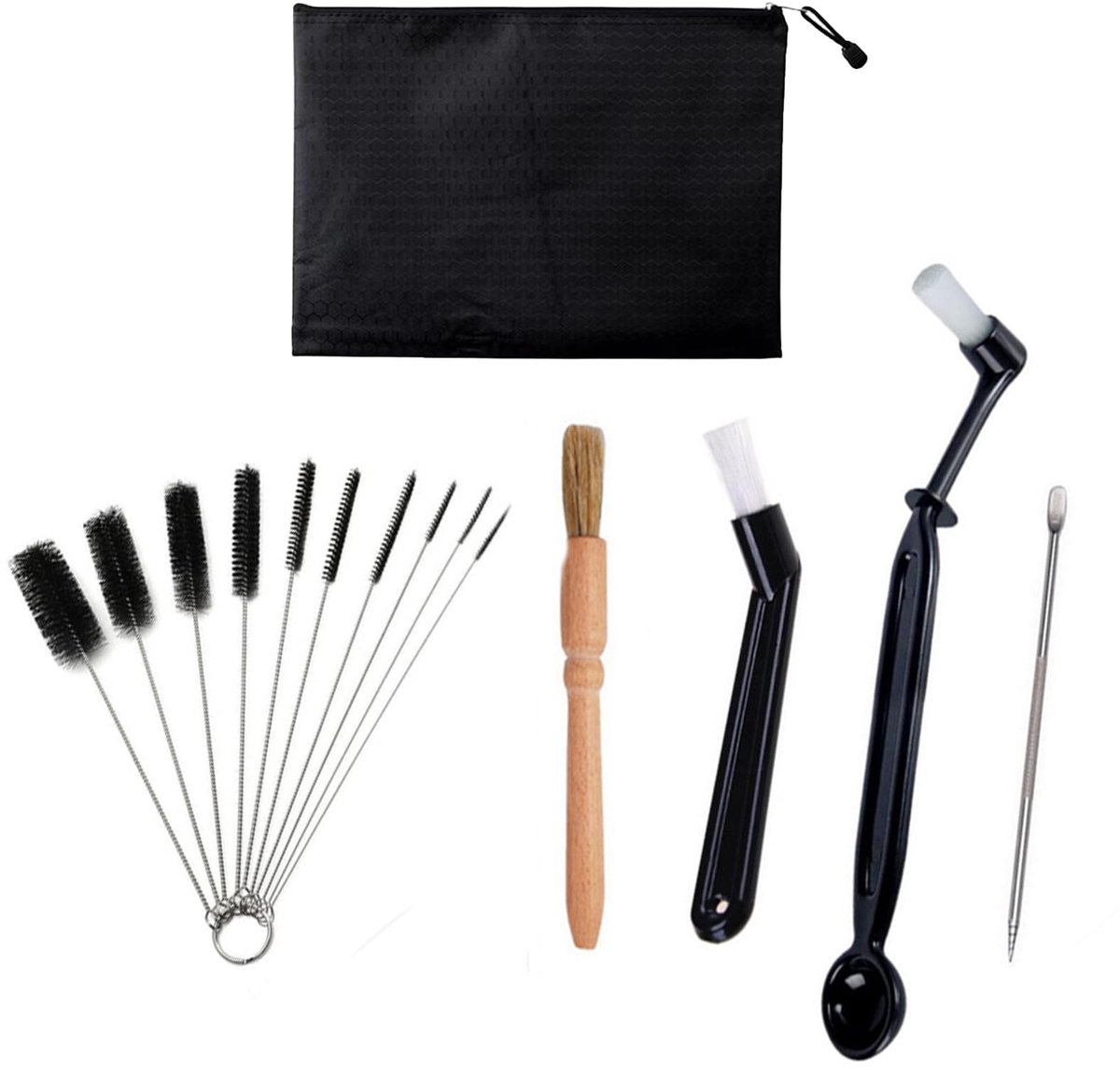 Dailygoods- Koffieborstel Set 15-delig - Espresso Borstel - Zeefhouder Borstel - Schoonmaakborstel - Houten Materialen - Ergonomisch Ontwerp