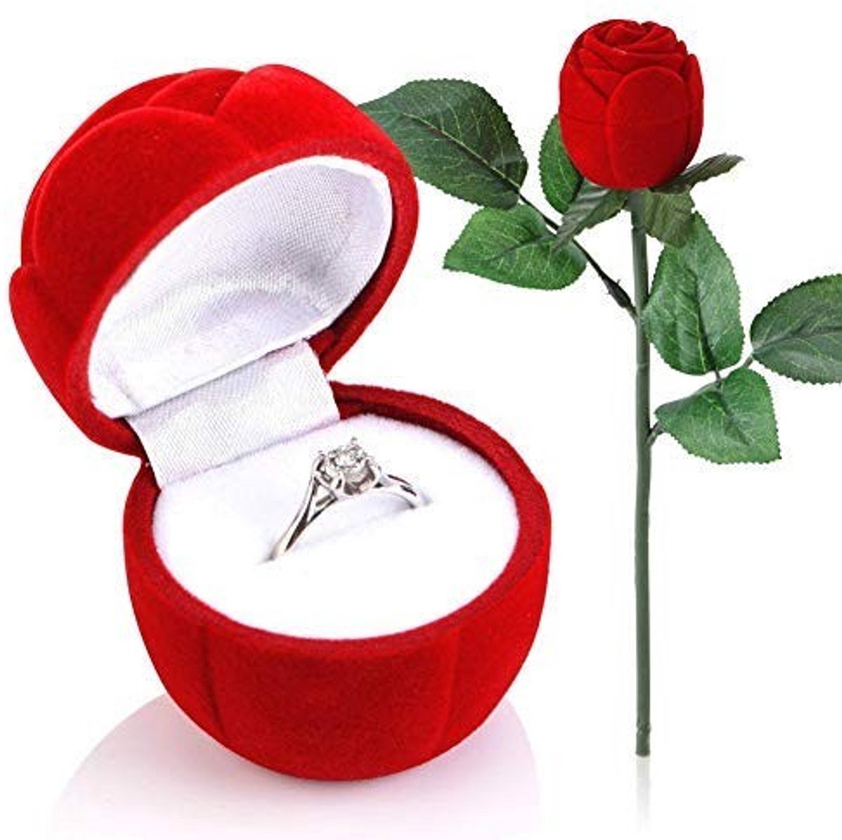 Dailygoods- Ringdoos Romantisch - Juwelenkistje - Oorbellen/oorbellendoos - Huwelijksaanzoek - Verlovingsring - Creatieve Geschenkdoos - Zachte Binnenvoering - Juwelendoos
