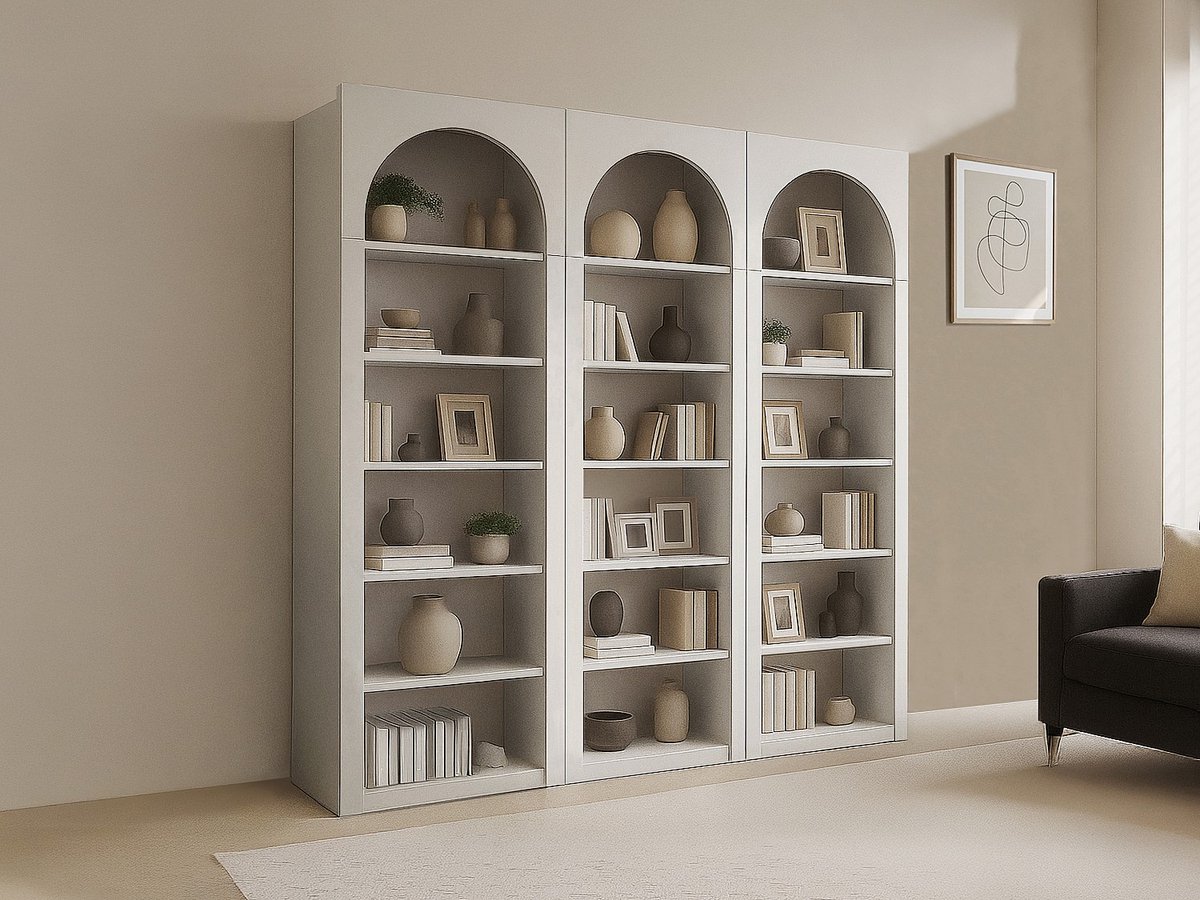 Vente-unique Set van 3 boekenkasten met 6 vakken - Beige - CYMORA