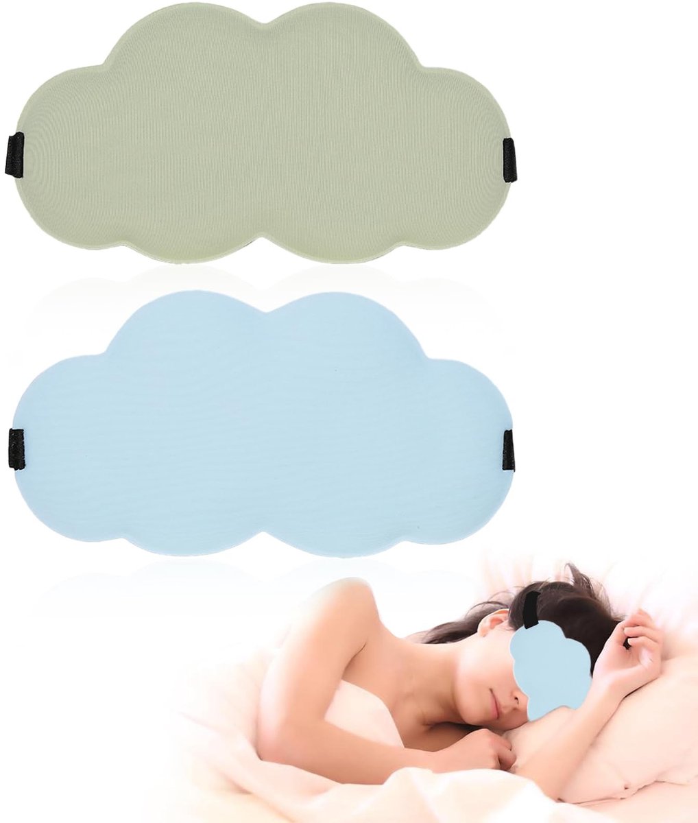 Dailygoods- Slaapmasker 3D - Oogmasker - Verstelbare elastische band - 2 stuks - Blokkeert licht - Wolkenzacht ontwerp