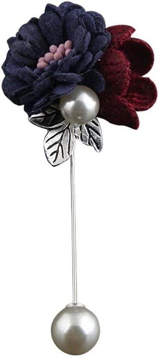 Stoffen Bloem Broche - Decoratieve Speld - Accessoire Verfraaien - Handgemaakt Design - 95 x 45 cm - Blauw