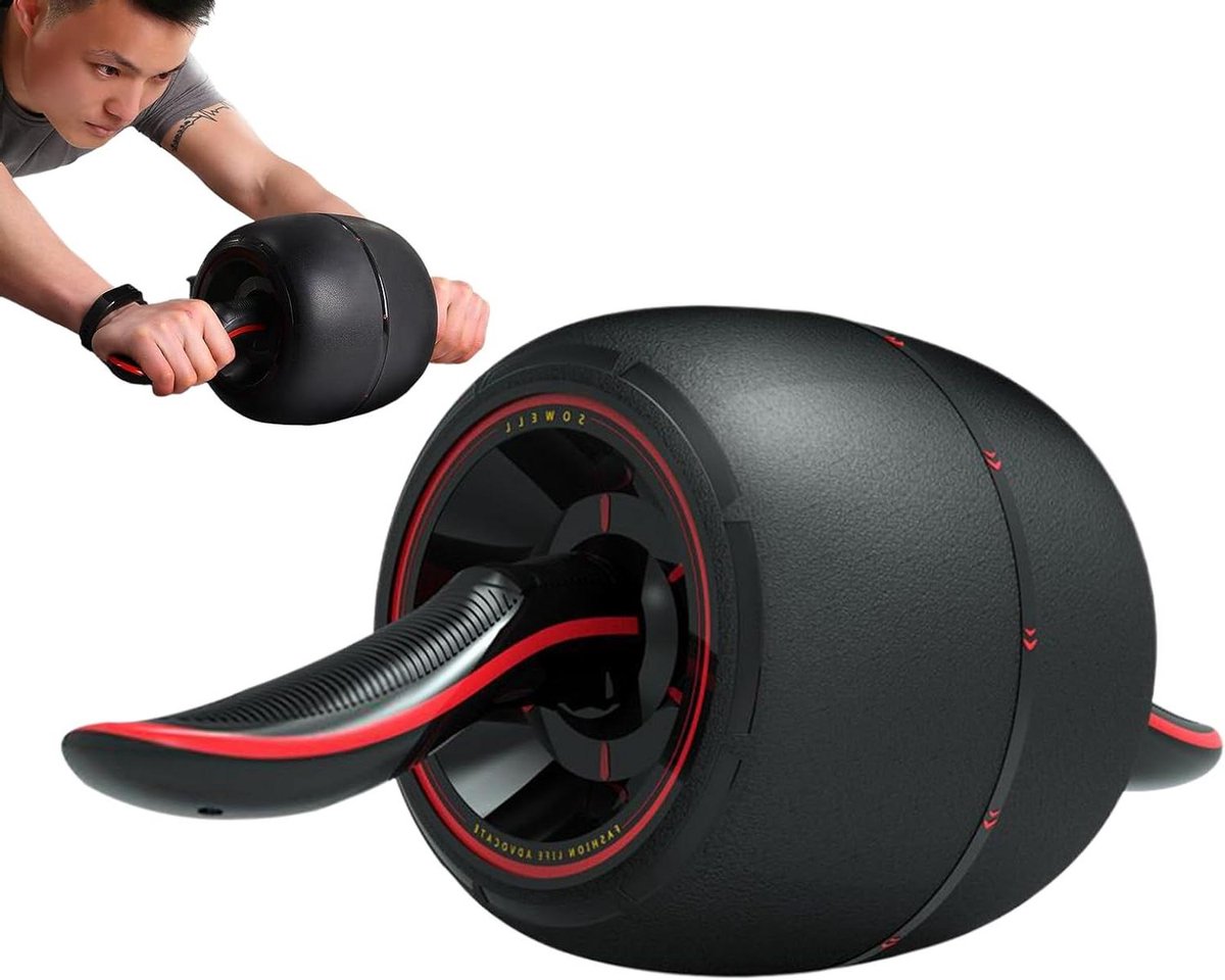 Buikspierwiel - Fitnesswiel Kern - Krachtraining Thuis - Automatische Rebound - 43.7 cm Lengte - Zwart