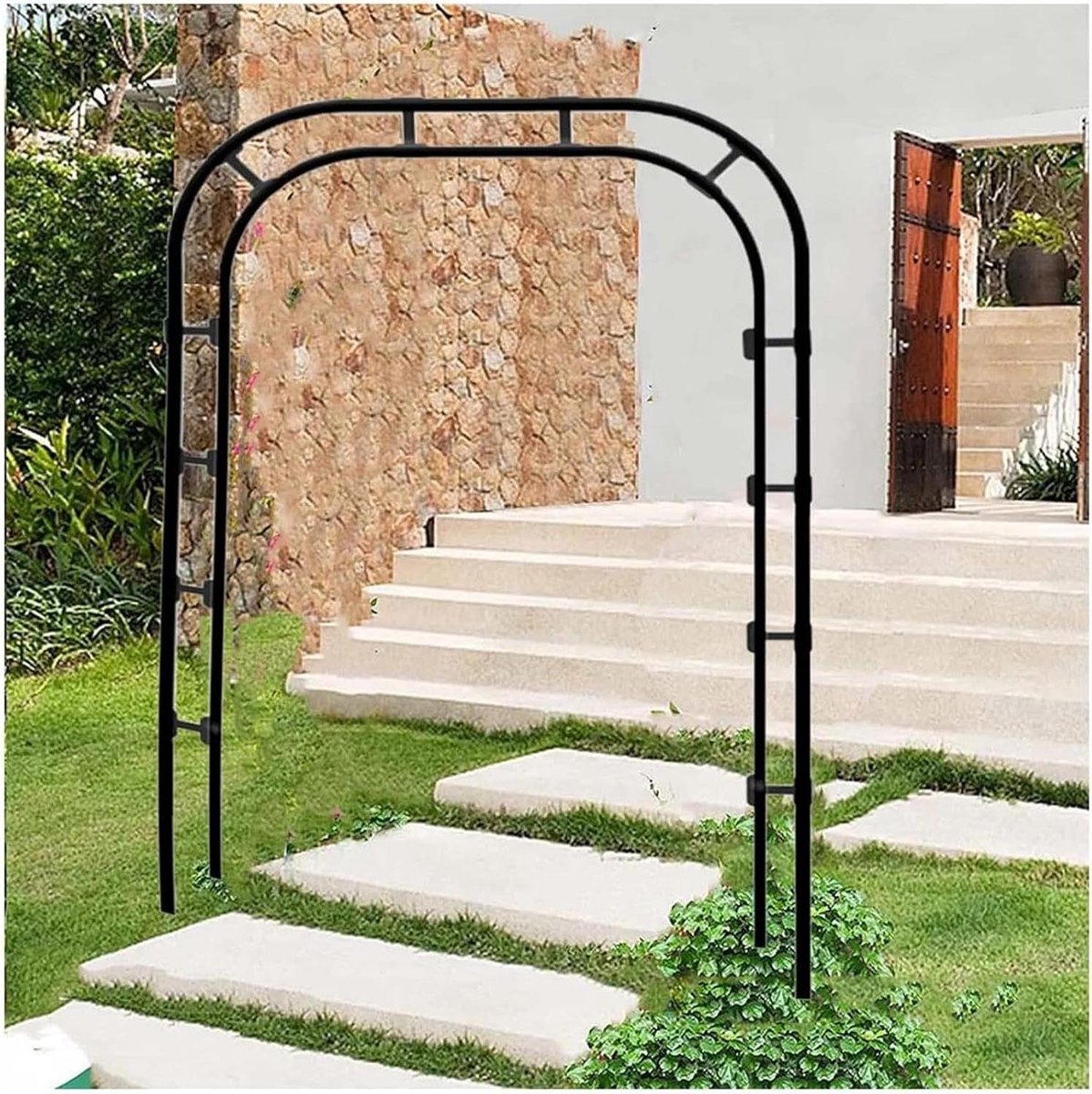 Rozenboog Metaal - Tuinboog Decoratie - Planten Ondersteunen - Roestvrij & Sterk - 140 x 230 cm - Zwart