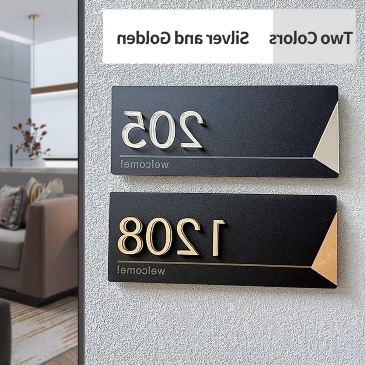 Huisnummer Acryl - Deurbordje Adresbord - Huis Markeren - Gepersonaliseerd Ontwerp - 15cmx6cm - Goud