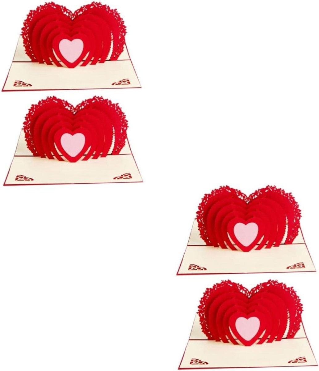 3D Hart Kaarten - Wenskaarten Valentijn Jubileum - Gasten Verrassen - Pop-up Ontwerp - 15x10cm - Gekleurd