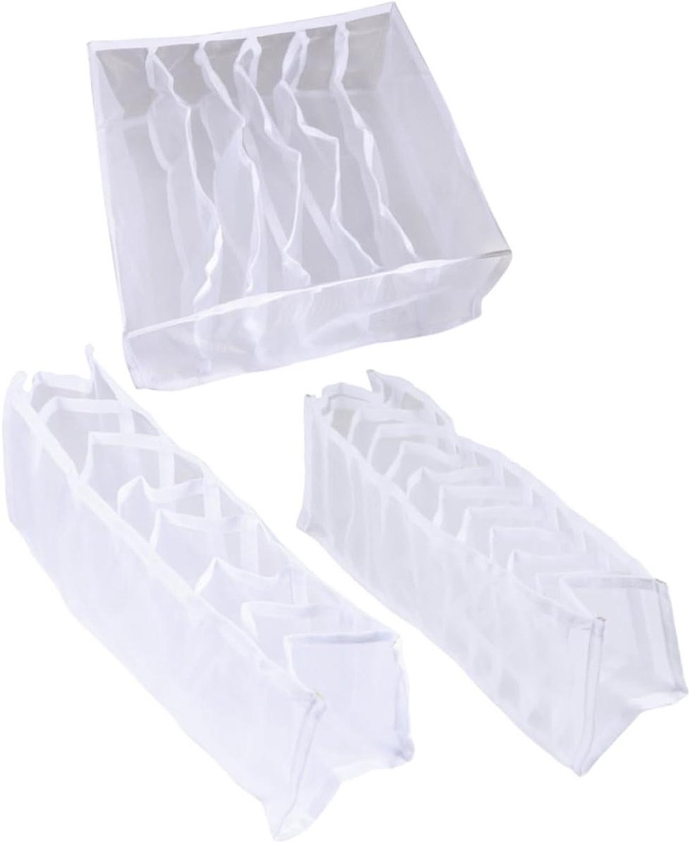Opbergdozen Set - Kast Organizers - Kleding Ordenen - Ademend Mesh Nylon - 32x32x12 cm - Wit