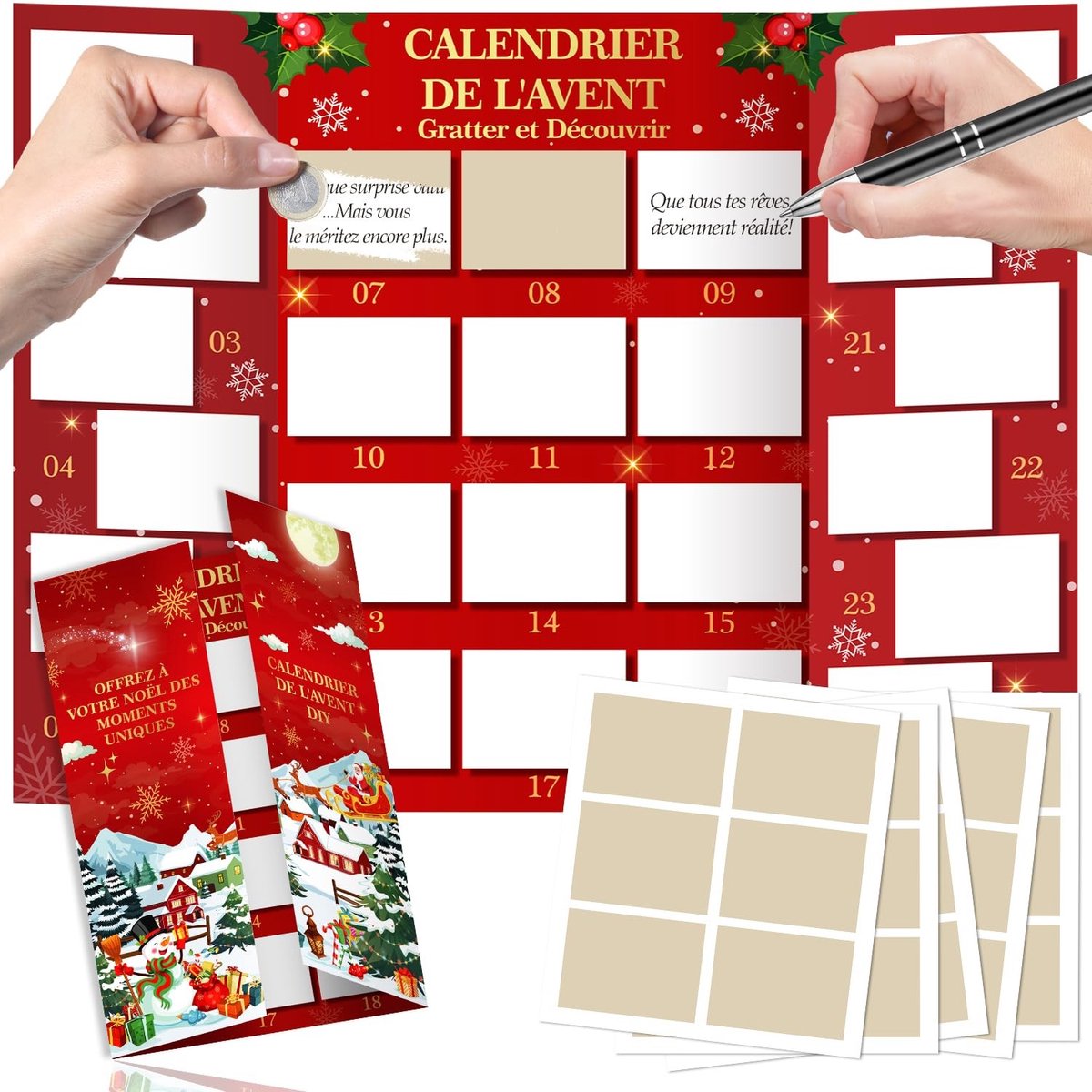 Dailygoods- Adventskalender 2025 - Doe-het-zelf Kalender - 24 Vakken - Vulbare Kalender - Kerstkalender - Voor Gezinnen