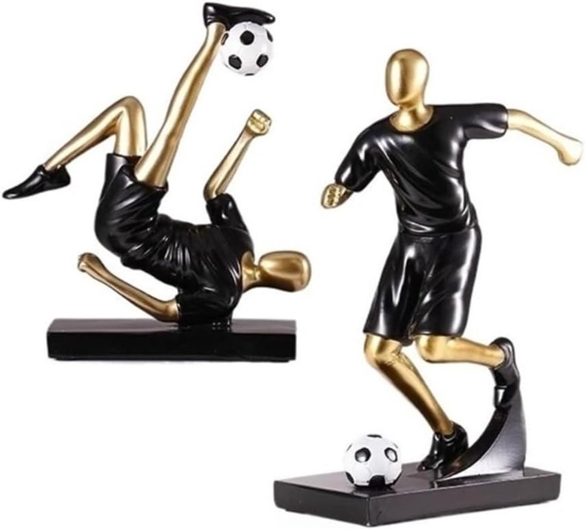 Voetbal Ornamenten - Hars Beeldjes - Kamer Decoratie - Creatief Sport Design - 2-Pack - Multicolor